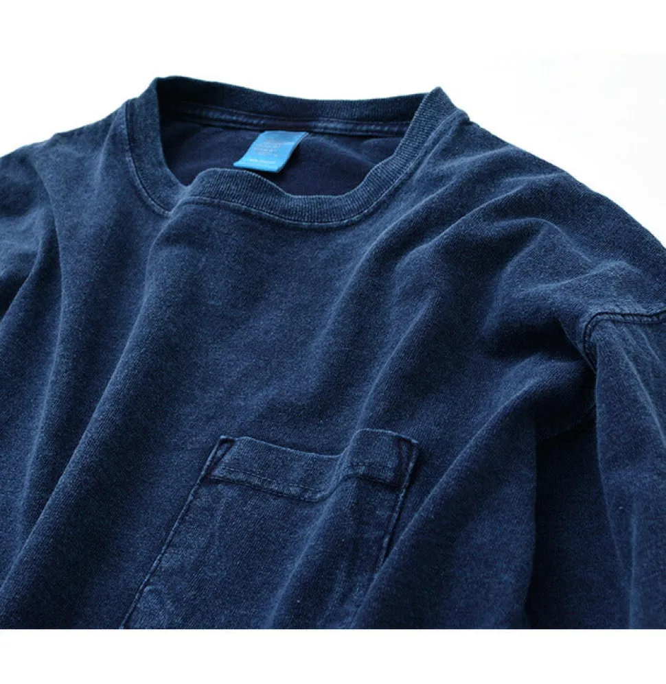 GOOD ON / Long Sleeve Pocket Crew Tee / Indigo Shave