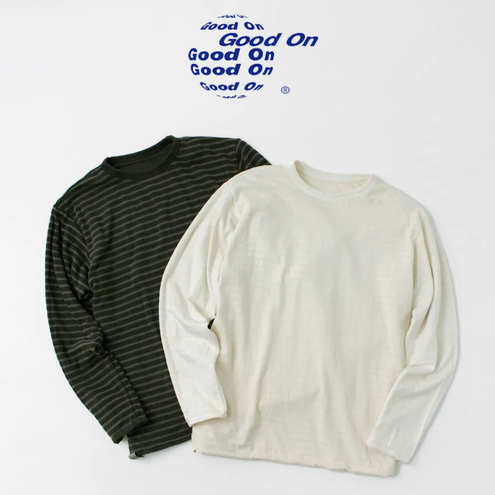 GOOD ON / Reversible Striped Long Sleeve Crew T-Shirt GOLT2407