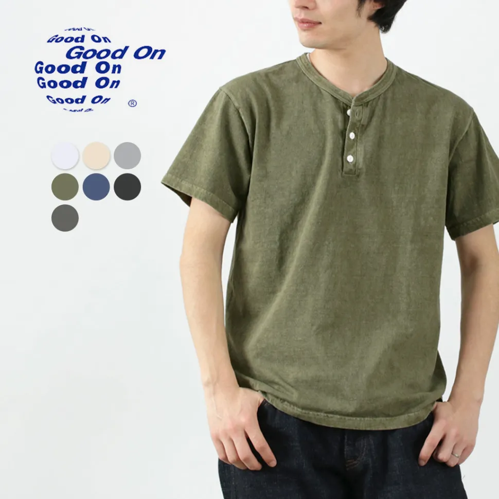 GOOD ON / Short sleeve henley neck T-shirt