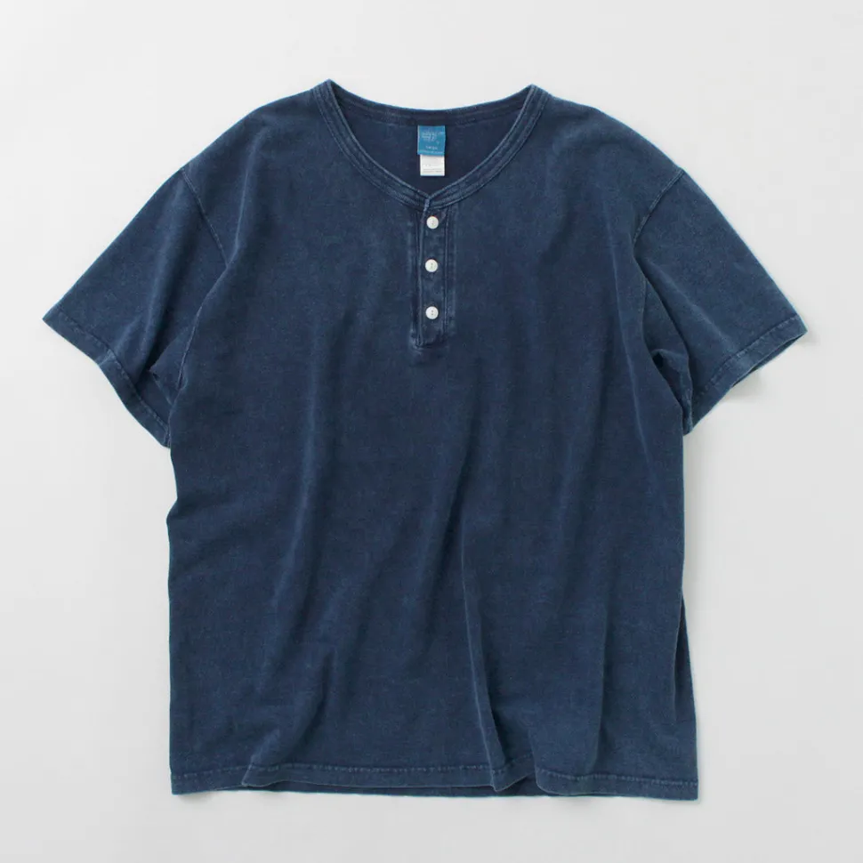 GOOD ON / Short Sleeve Henley T-Shirt / Indigo Shave