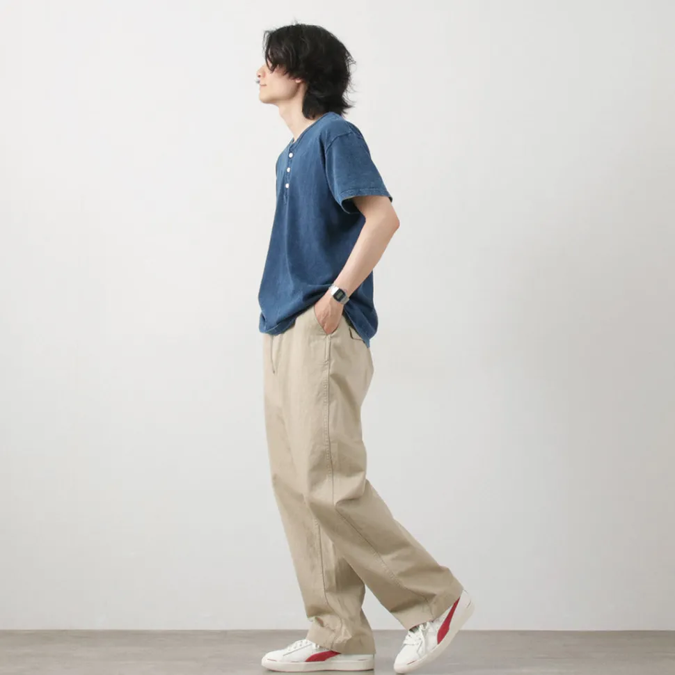 GOOD ON / Short Sleeve Henley T-Shirt / Indigo Shave