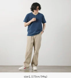 GOOD ON / Short Sleeve Henley T-Shirt / Indigo Shave