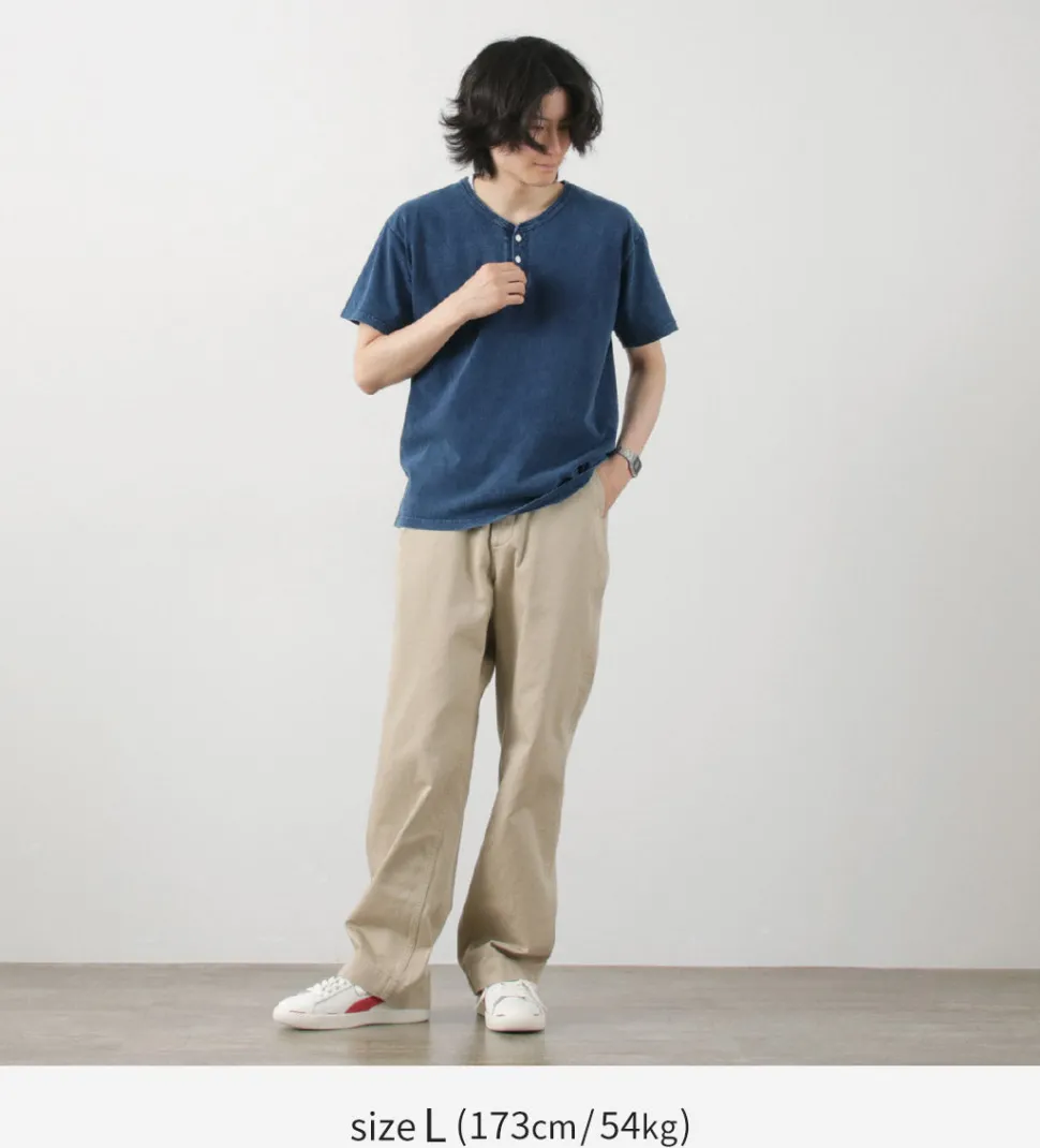 GOOD ON / Short Sleeve Henley T-Shirt / Indigo Shave