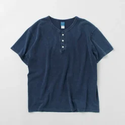 GOOD ON / Short Sleeve Henley T-Shirt / Indigo Shave