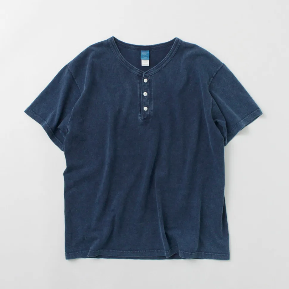 GOOD ON / Short Sleeve Henley T-Shirt / Indigo Shave