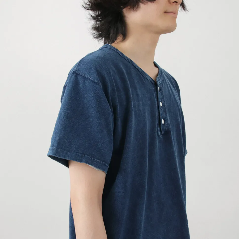 GOOD ON / Short Sleeve Henley T-Shirt / Indigo Shave