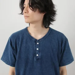 GOOD ON / Short Sleeve Henley T-Shirt / Indigo Shave