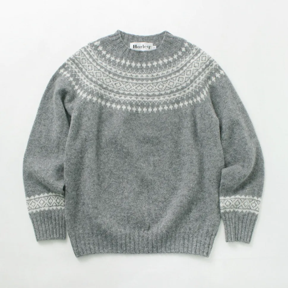 HARLEY OF SCOTLAND / Fair Isle Crew Neck Sweater