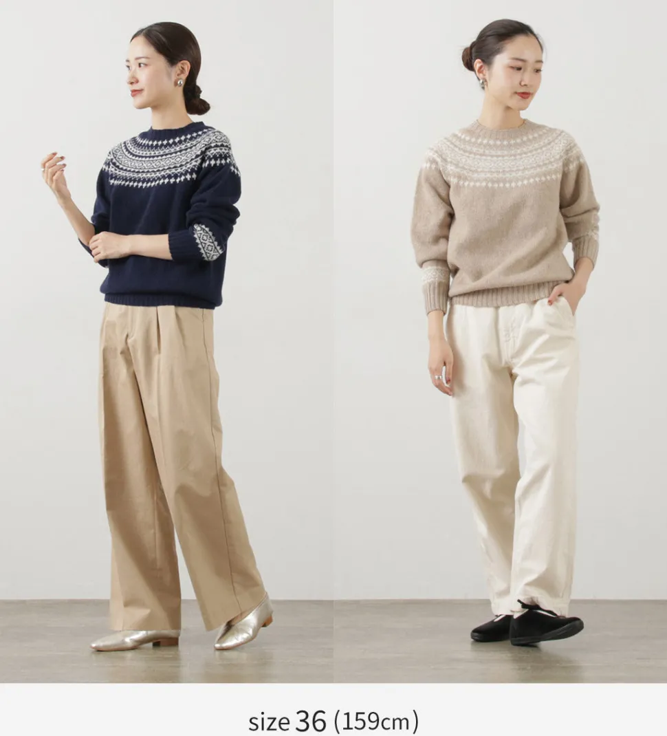 HARLEY OF SCOTLAND / Fair Isle Crew Neck Sweater