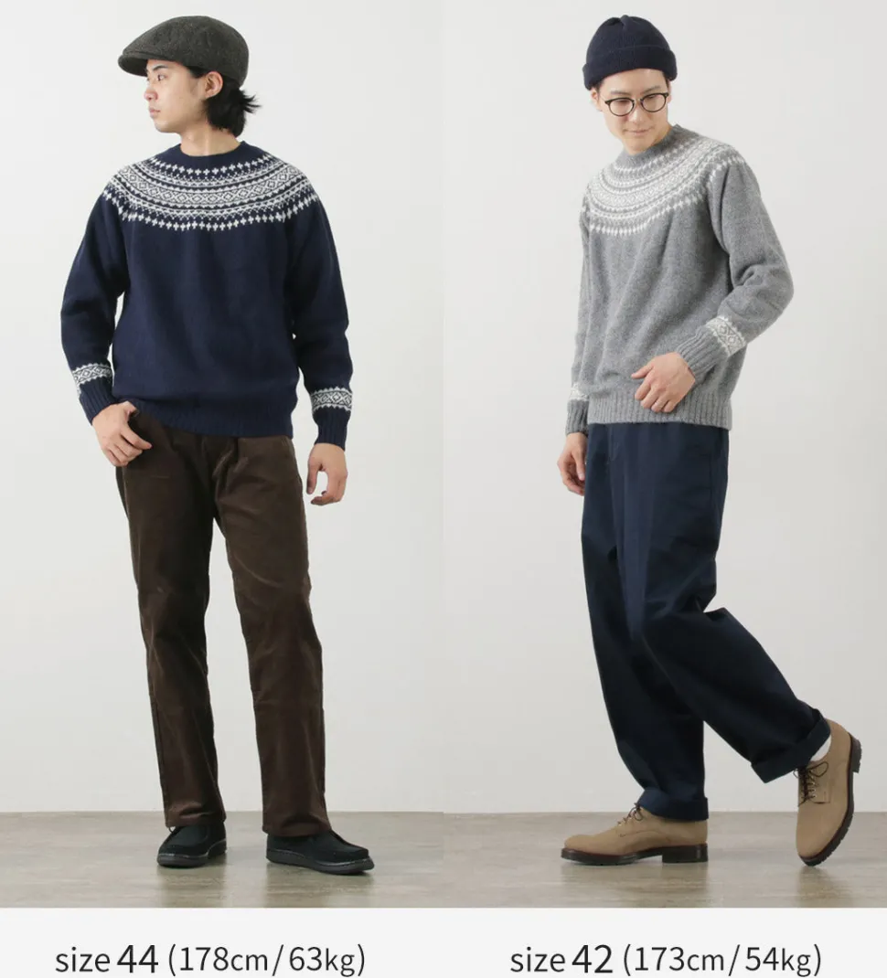 HARLEY OF SCOTLAND / Fair Isle Crew Neck Sweater