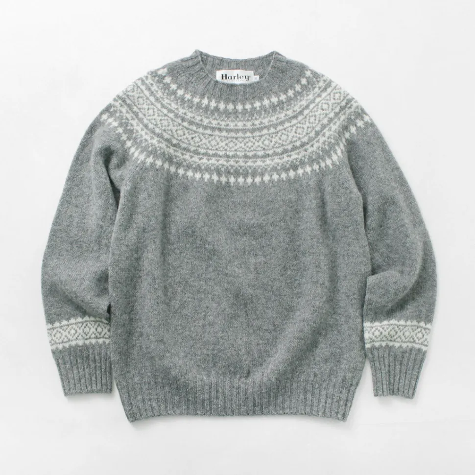 HARLEY OF SCOTLAND / Fair Isle Crew Neck Sweater
