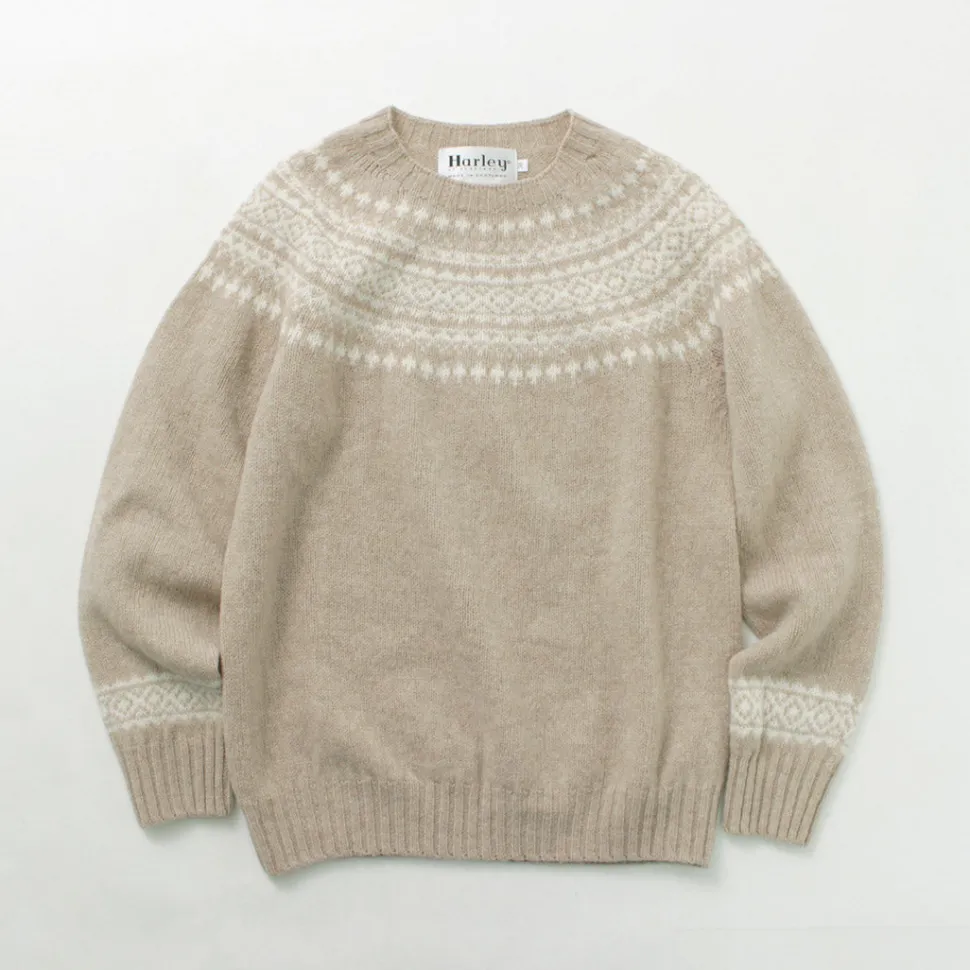 HARLEY OF SCOTLAND / Fair Isle Crew Neck Sweater