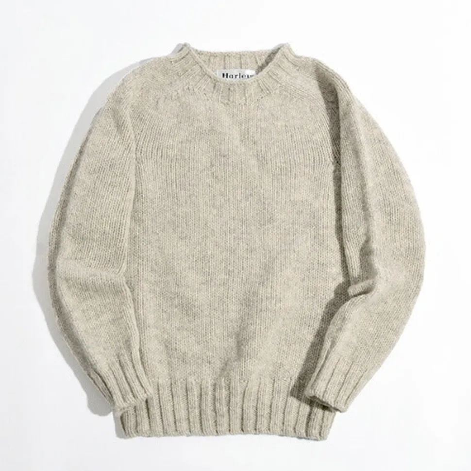 HARLEY OF SCOTLAND / M3480-7 Shetland mid-gauge crew neck knit jumper