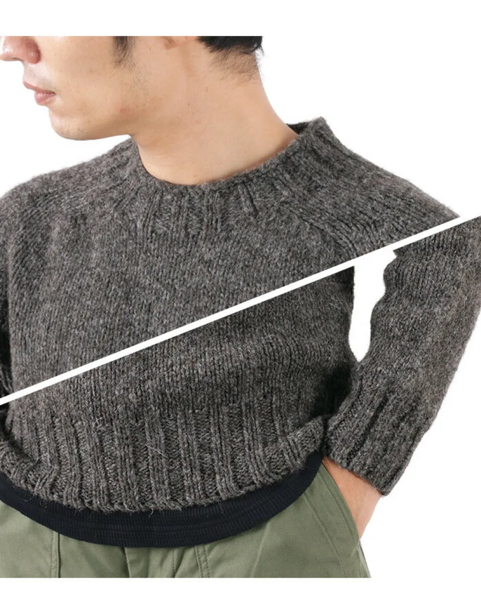 HARLEY OF SCOTLAND / M3480-7 Shetland mid-gauge crew neck knit jumper