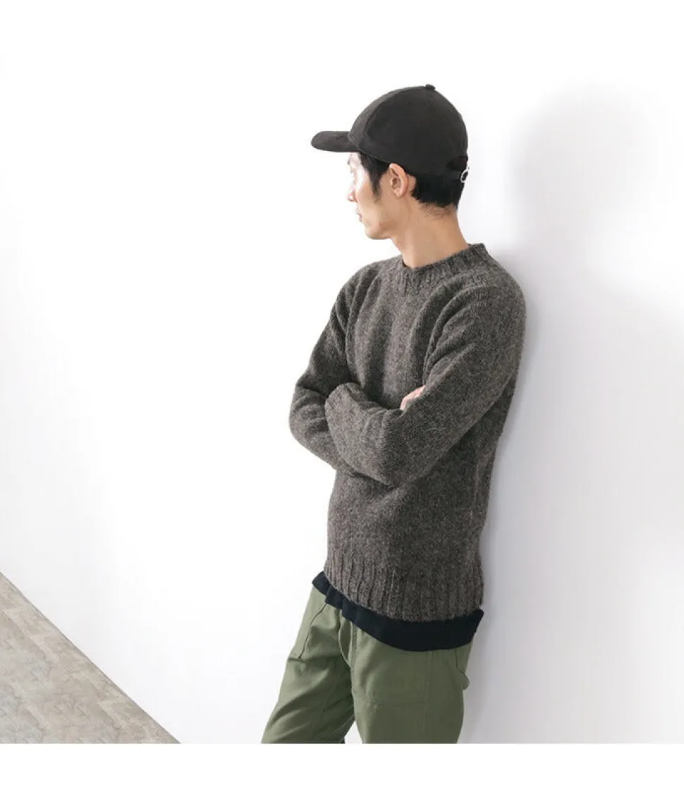 HARLEY OF SCOTLAND / M3480-7 Shetland mid-gauge crew neck knit jumper