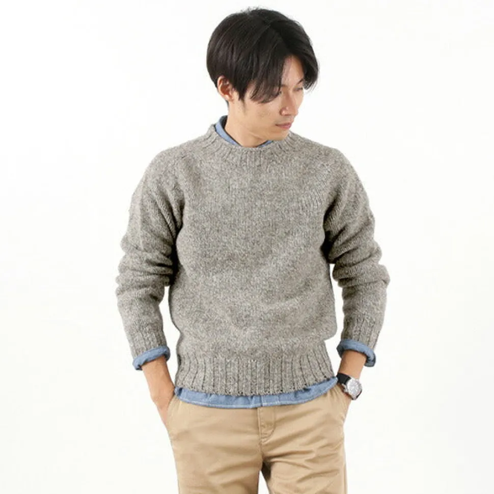 HARLEY OF SCOTLAND / M3480-7 Shetland mid-gauge crew neck knit jumper