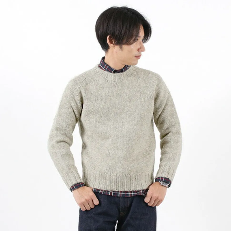 HARLEY OF SCOTLAND / M3480-7 Shetland mid-gauge crew neck knit jumper