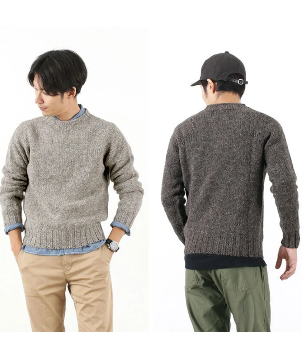 HARLEY OF SCOTLAND / M3480-7 Shetland mid-gauge crew neck knit jumper