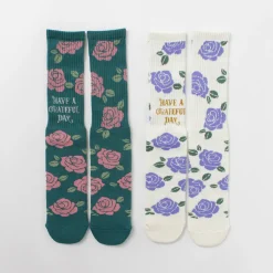 HAVE A GRATEFUL DAY / Crew Socks Flower