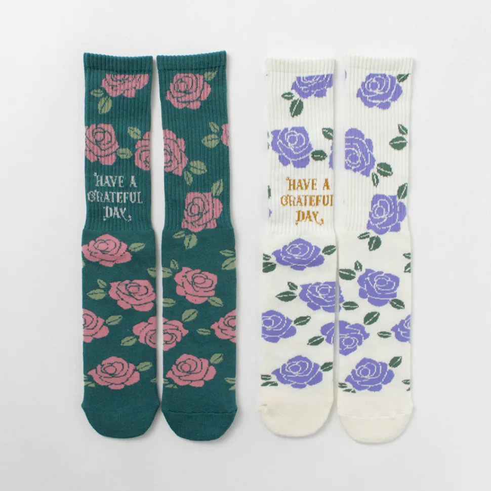 HAVE A GRATEFUL DAY / Crew Socks Flower