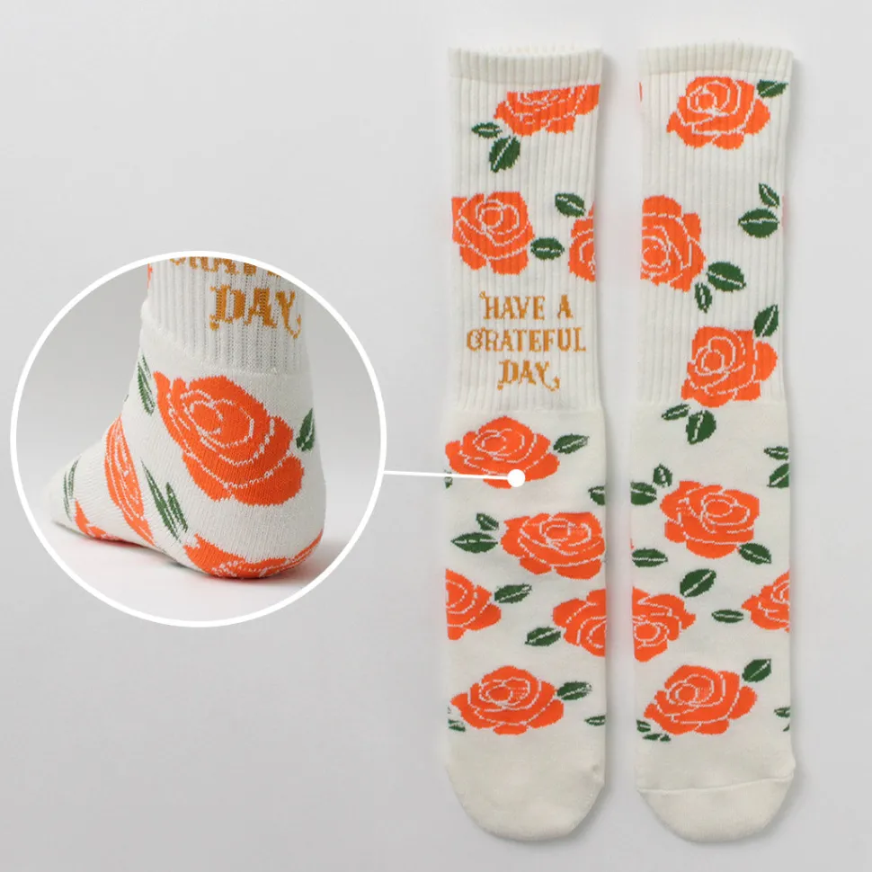 HAVE A GRATEFUL DAY / Crew Socks Flower