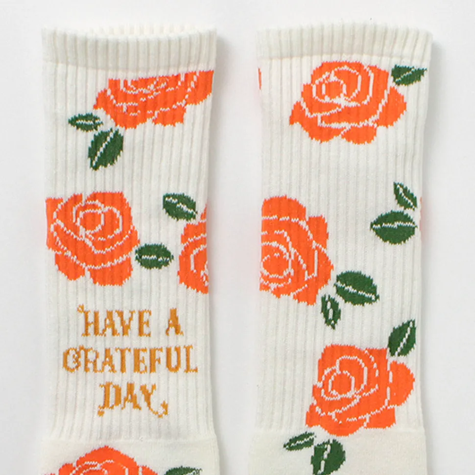 HAVE A GRATEFUL DAY / Crew Socks Flower