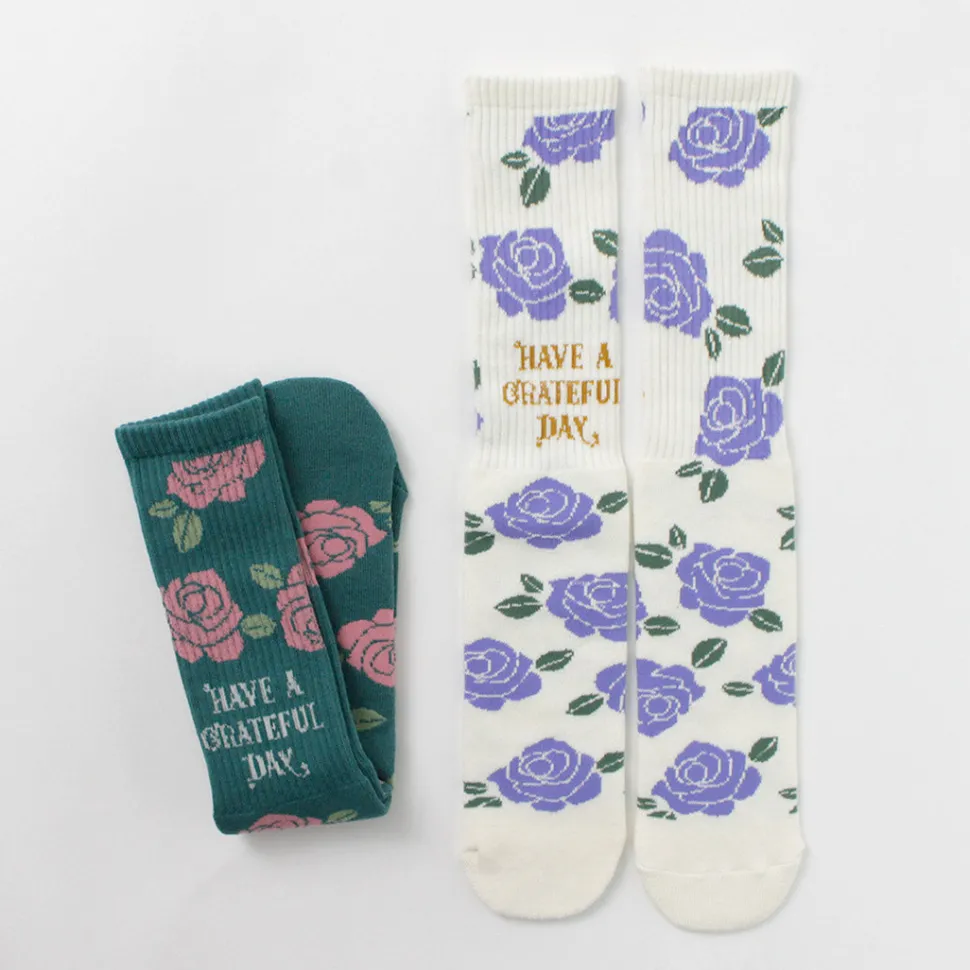 HAVE A GRATEFUL DAY / Crew Socks Flower