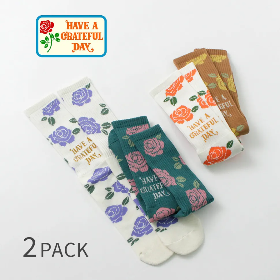 HAVE A GRATEFUL DAY / Crew Socks Flower