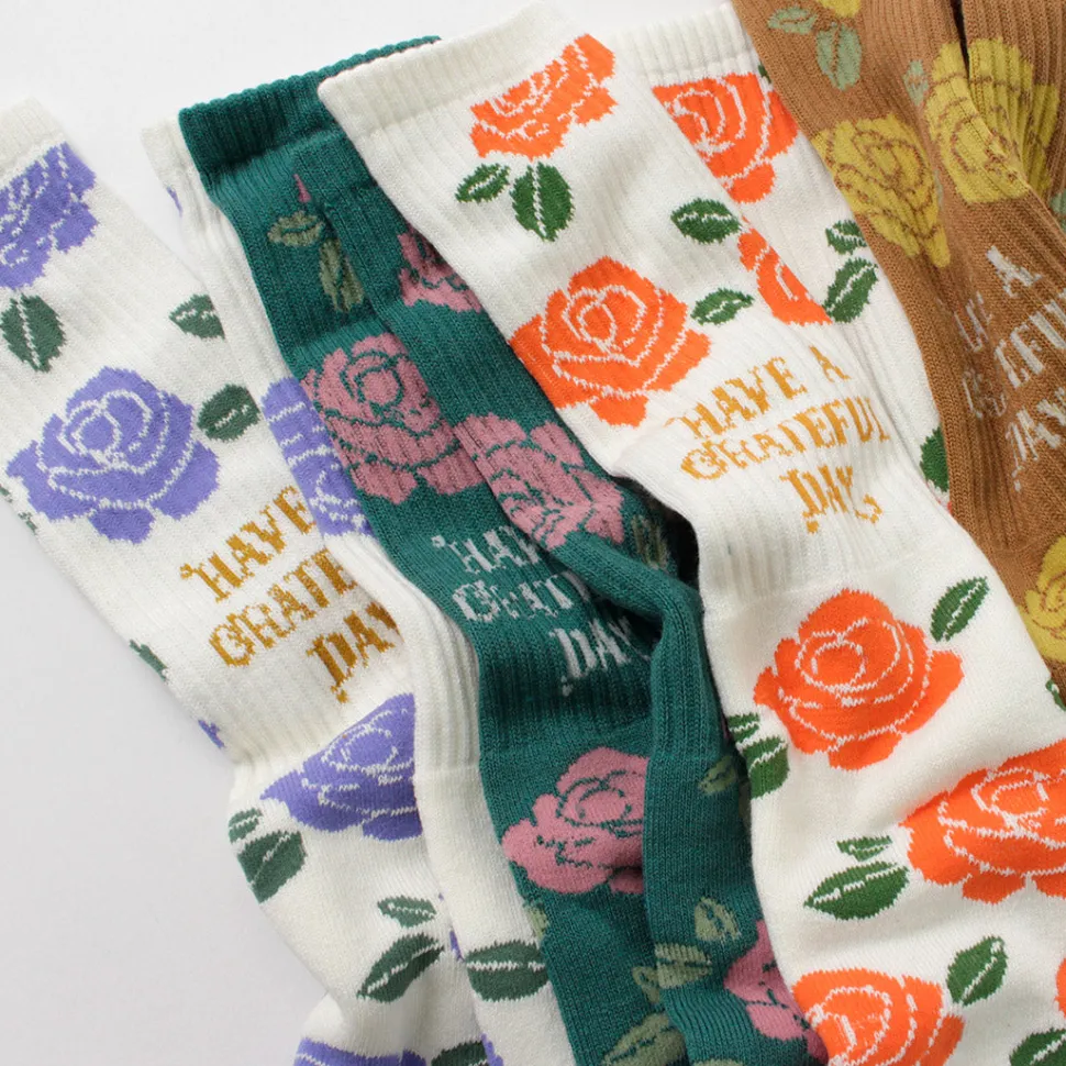 HAVE A GRATEFUL DAY / Crew Socks Flower
