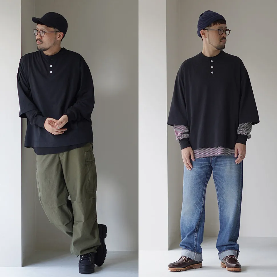 HEALTHKNIT / 2 Pack T-Shirt 7/10 Sleeve + Long Sleeve Waffle
