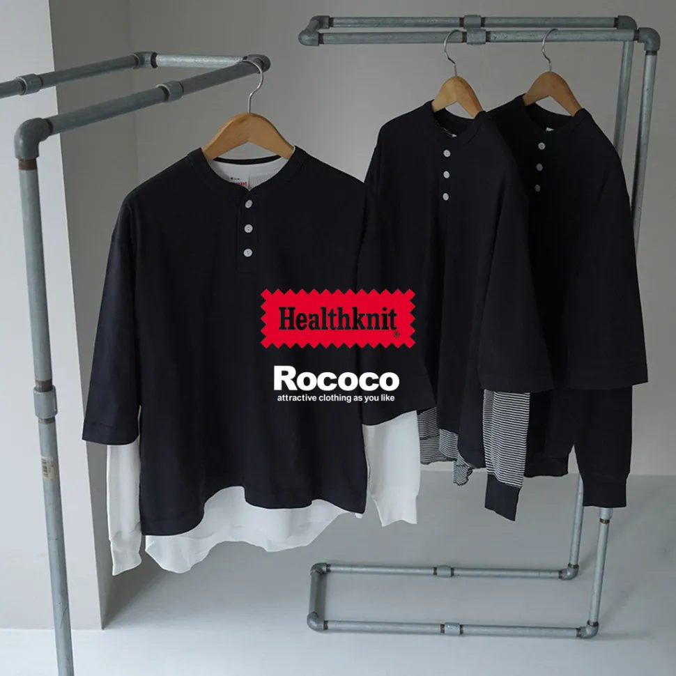 HEALTHKNIT / 2 Pack T-Shirt 7/10 Sleeve + Long Sleeve Waffle