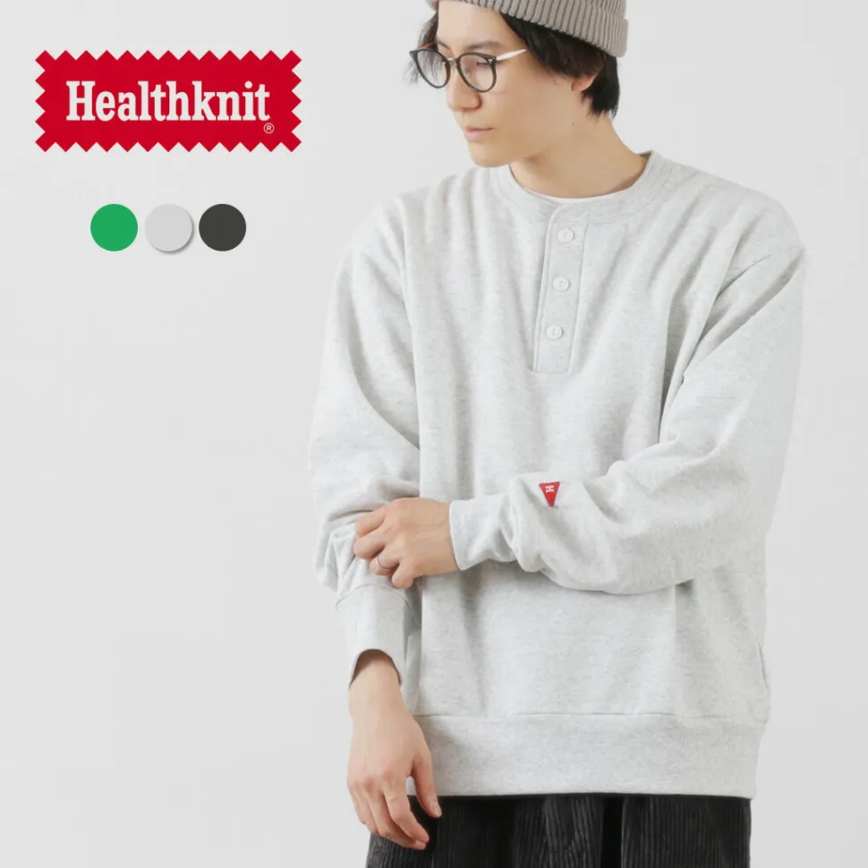 HEALTHKNIT / Classic Sweatshirt Henley Neck Long Sleeve