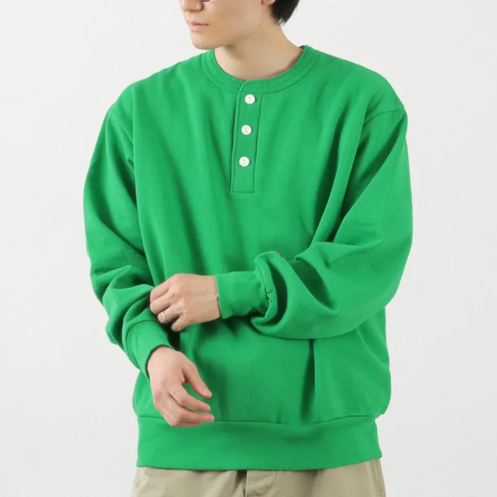 HEALTHKNIT / Classic Sweatshirt Henley Neck Long Sleeve