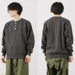 HEALTHKNIT / Classic Sweatshirt Henley Neck Long Sleeve