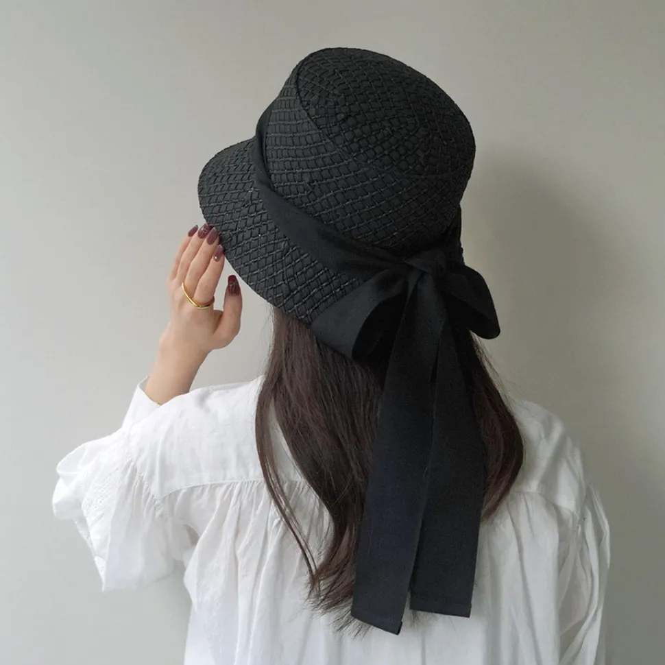 HICOSAKA / Paper Knit Bucket Ribbon Hat