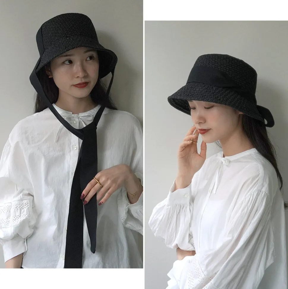 HICOSAKA / Paper Knit Bucket Ribbon Hat
