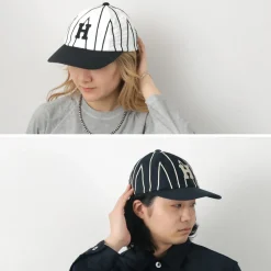 HICOSAKA / Striped 8 Panel Logo Cap