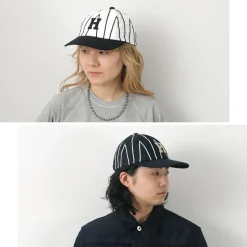 HICOSAKA / Striped 8 Panel Logo Cap