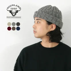 HIGHLAND 2000 / BW nep wool 2ÁE bobby cap (double turn-up)