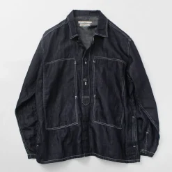 JAPAN BLUE JEANS / Cotton Linen Denim Faux Army Pullover Jacket
