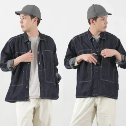 JAPAN BLUE JEANS / Cotton Linen Denim Faux Army Pullover Jacket