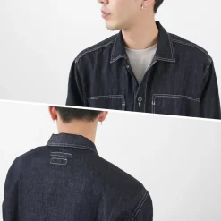 JAPAN BLUE JEANS / Cotton Linen Denim Faux Army Pullover Jacket