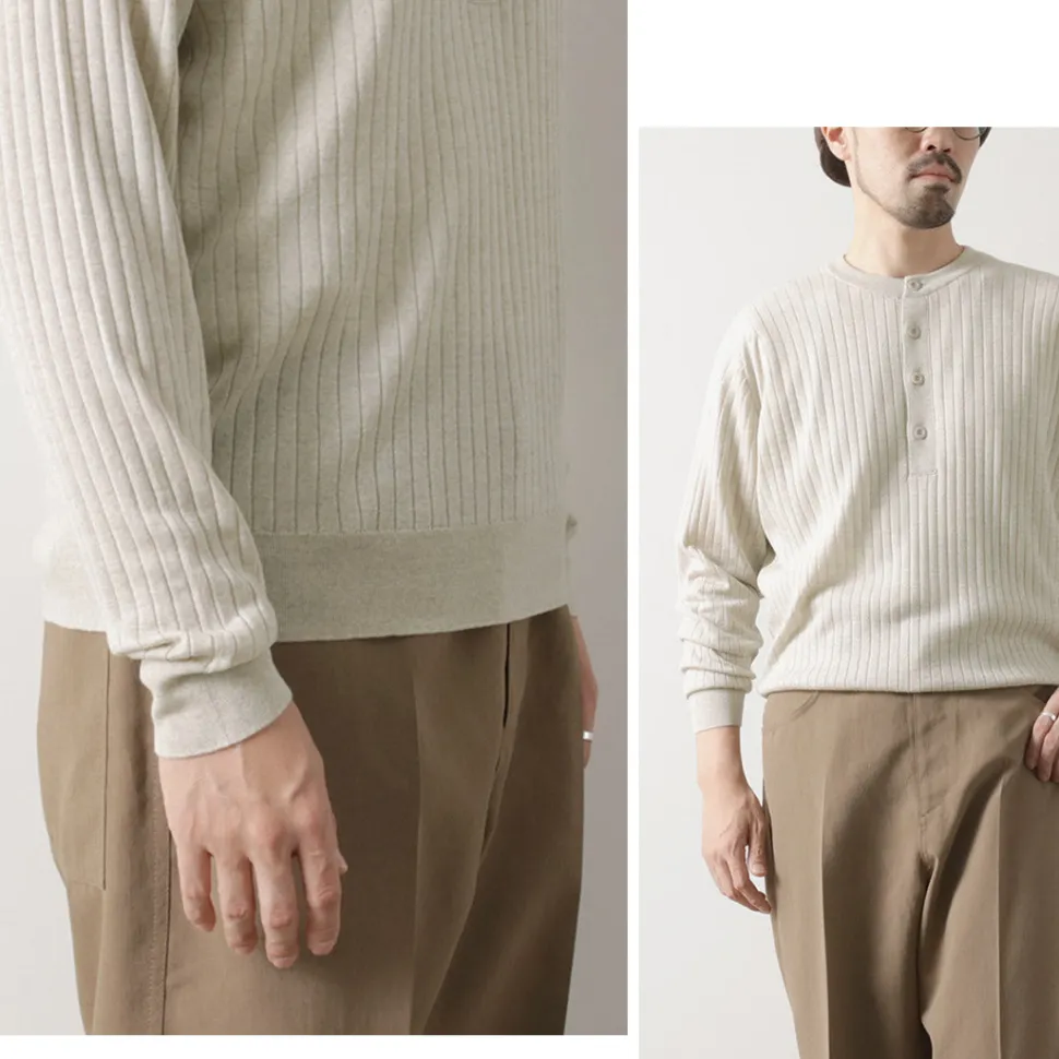 JOHN SMEDLEY / A4713 30G Henry Neck Ribbed Sweater
