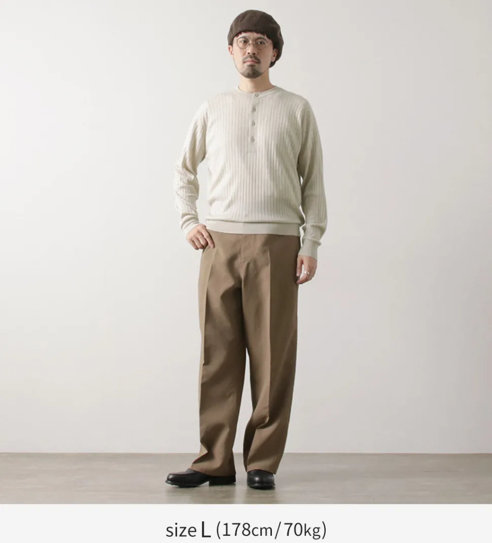 JOHN SMEDLEY / A4713 30G Henry Neck Ribbed Sweater