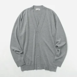 JOHN SMEDLEY / Merino Wool 24 Gauge V-Neck Knit Cardigan
