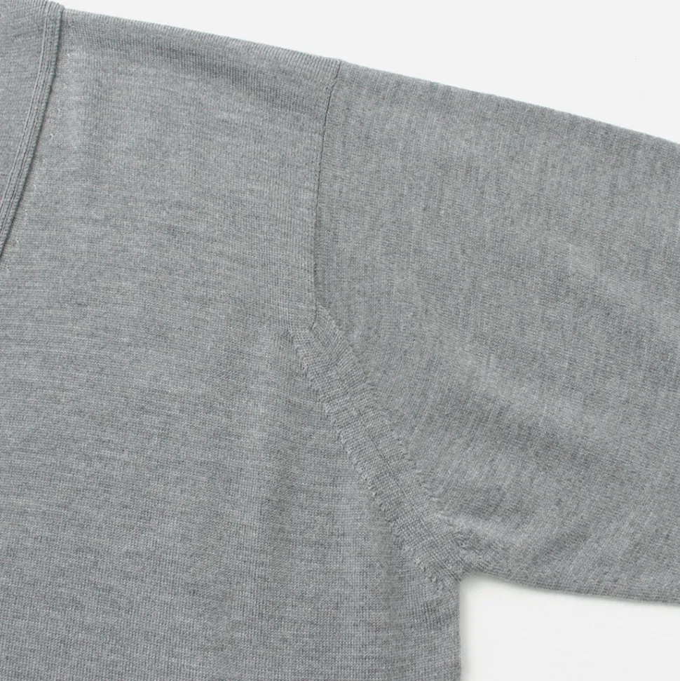 JOHN SMEDLEY / Merino Wool 24 Gauge V-Neck Knit Cardigan