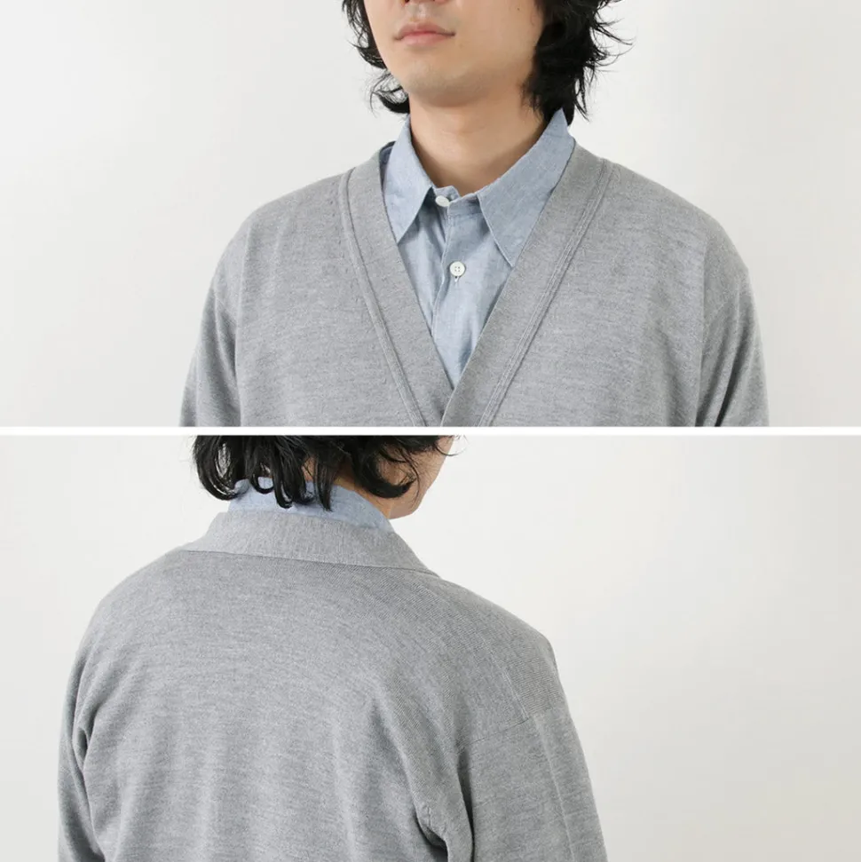 JOHN SMEDLEY / Merino Wool 24 Gauge V-Neck Knit Cardigan