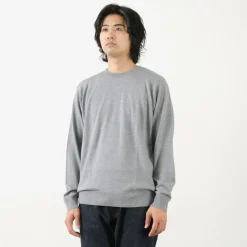 JOHN SMEDLEY / Merino Wool 24 Gauge Crew Neck Knit