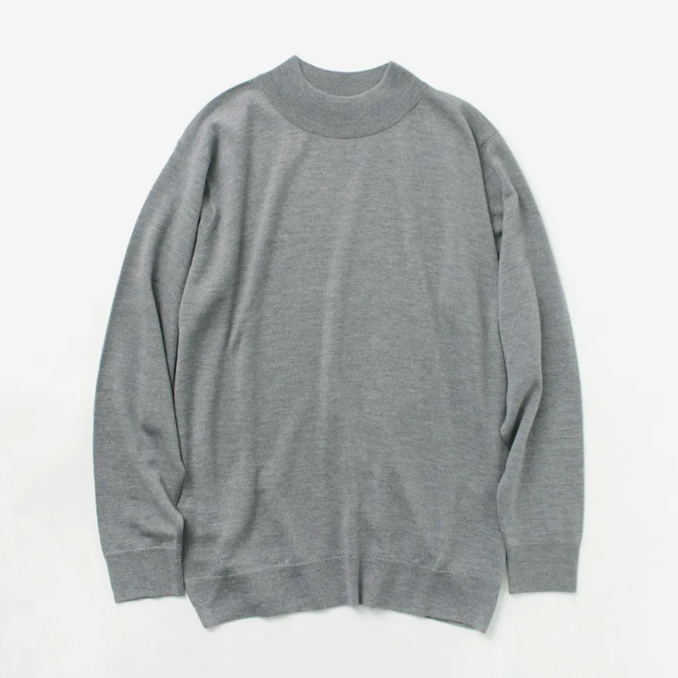 JOHN SMEDLEY / Merino Wool 24 Gauge Mock Neck Knit