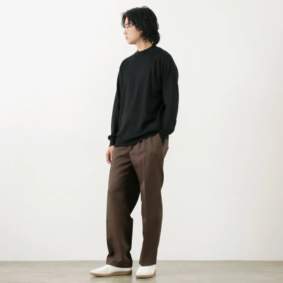 JOHN SMEDLEY / Merino Wool 24 Gauge Mock Neck Knit